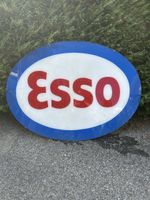 Enseigne publicitaire Esso ovale avec support vintage 