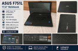 ASUS F751L 17,3" Notebook Intel Core i3 4GB RAM HDD