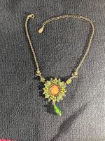 You & I" Halskette - Vintage Look - Grün & Floral Kristalle