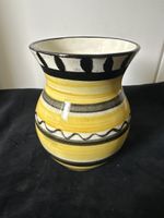 Keramik Vase 1955, gelb schwarz weiß 