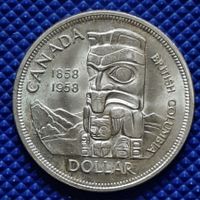 1958 Canada Dollar British Columbia Totem en argent