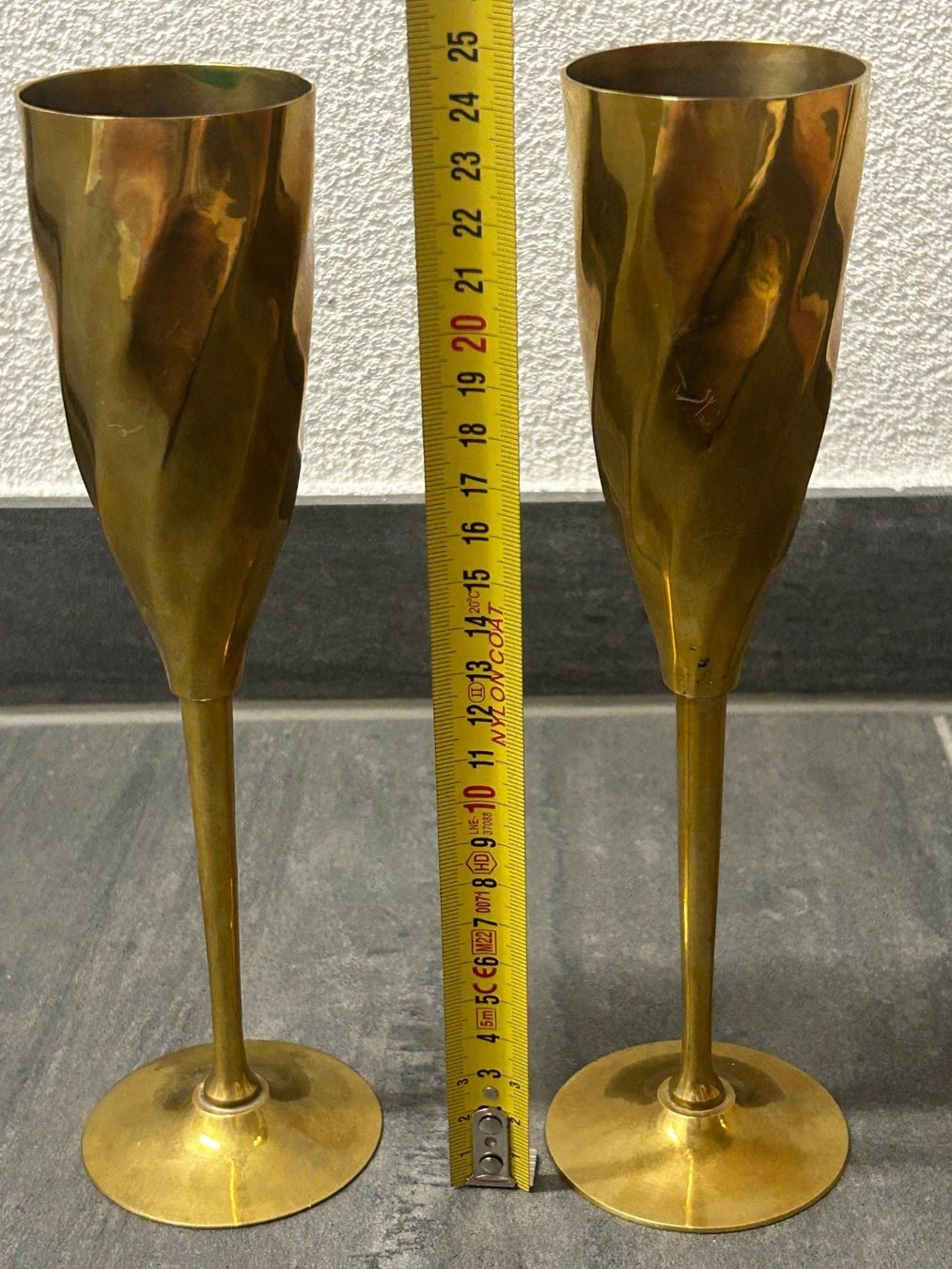 Bicchieri: Vintage elegant brass Champagne Flutes set – Usato da Lausanne venduto da Weber1007 4