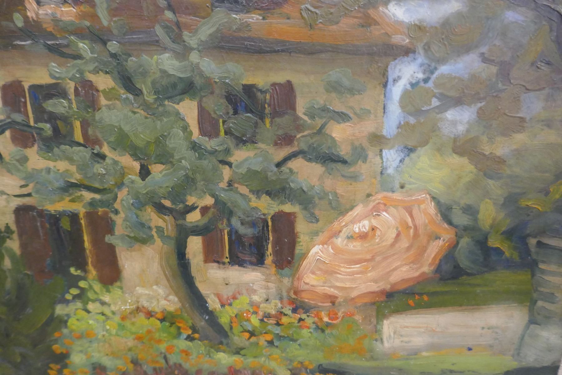 Tableaux: beau tableau d'été devant de maison – D'occasion à Lausanne par leneko 1