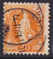 Stehende Helvetia 66D lebhaft gelborange 1897, Verzähnung