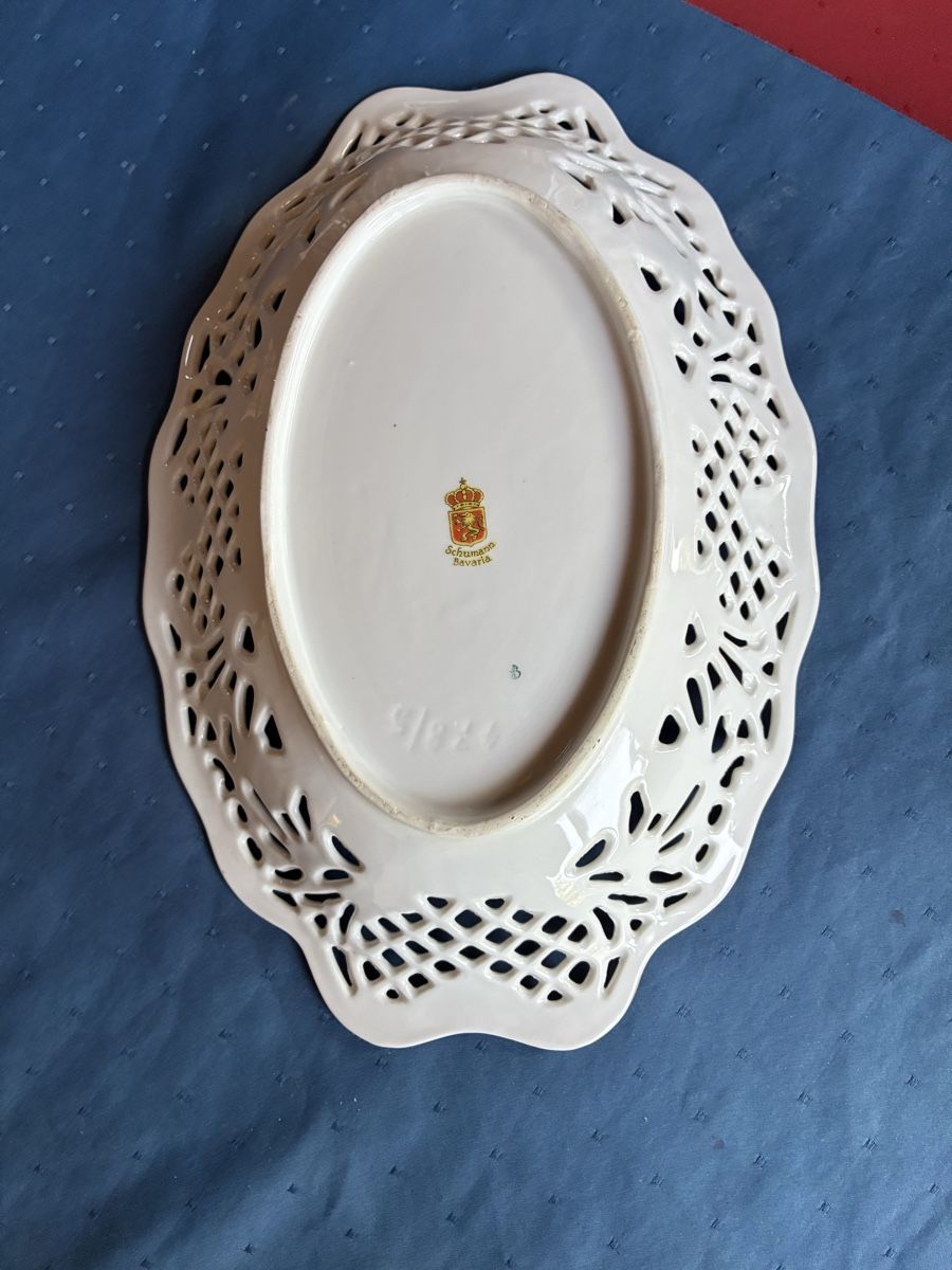 Set di piatti: Schumann Korbschale + 12 Dessertteller mit Blumendecor  – Usato da Dornach venduto da Rosengarten 2