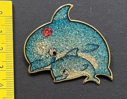 Delfin Glitzer-Brosche, Vintage, Ovp