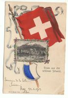 Gruss aus LITHO Schweizer Flagge LUZERN