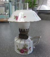 Retro Petrollampe Keramik mit Blumenmotiv und Keramikschirm