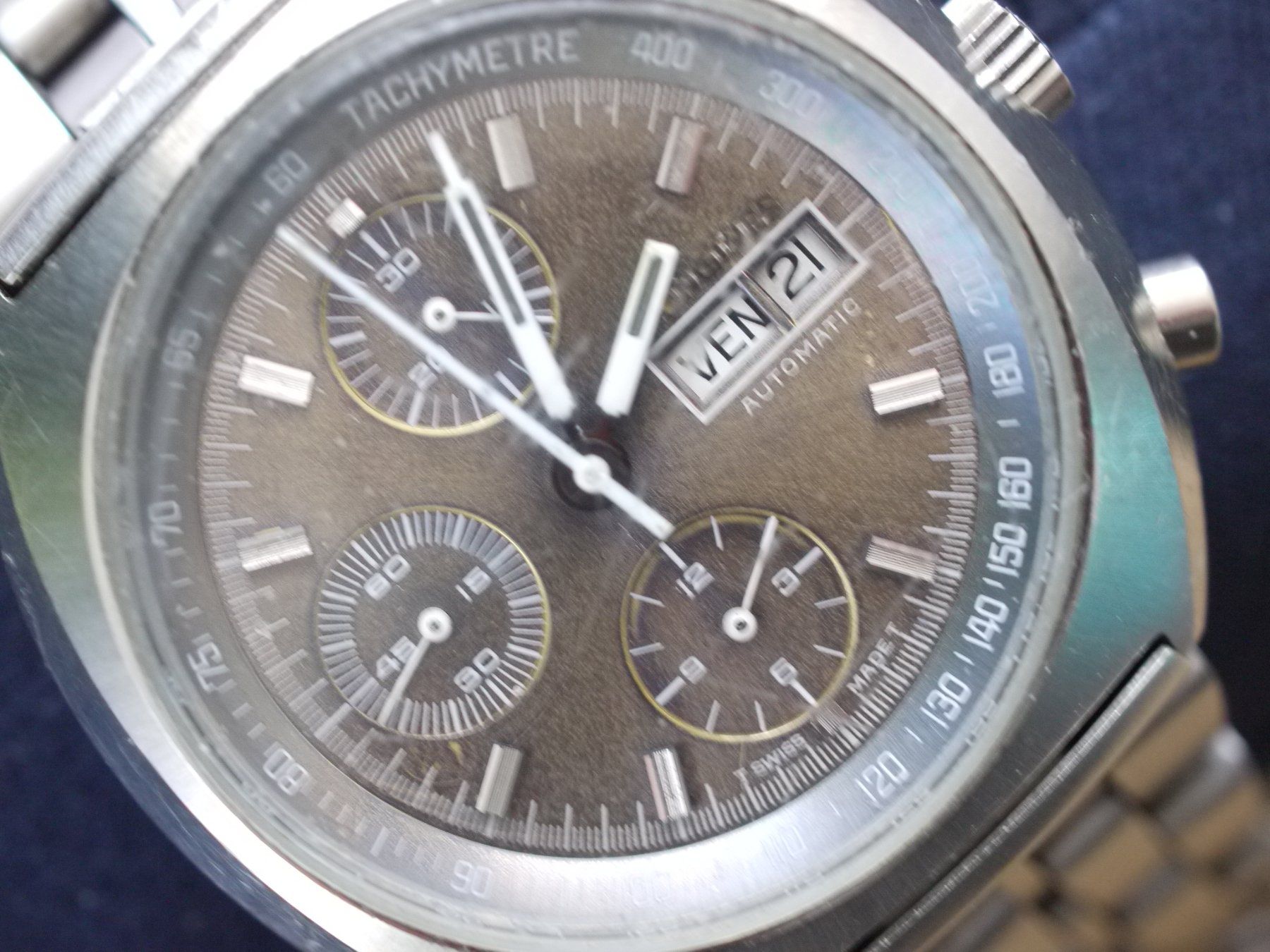 Longines Orologi: Longines Chronograph Automatic Valj. 7750 Zifferblatt Kafe – Usato da Gross venduto da Retro20 1