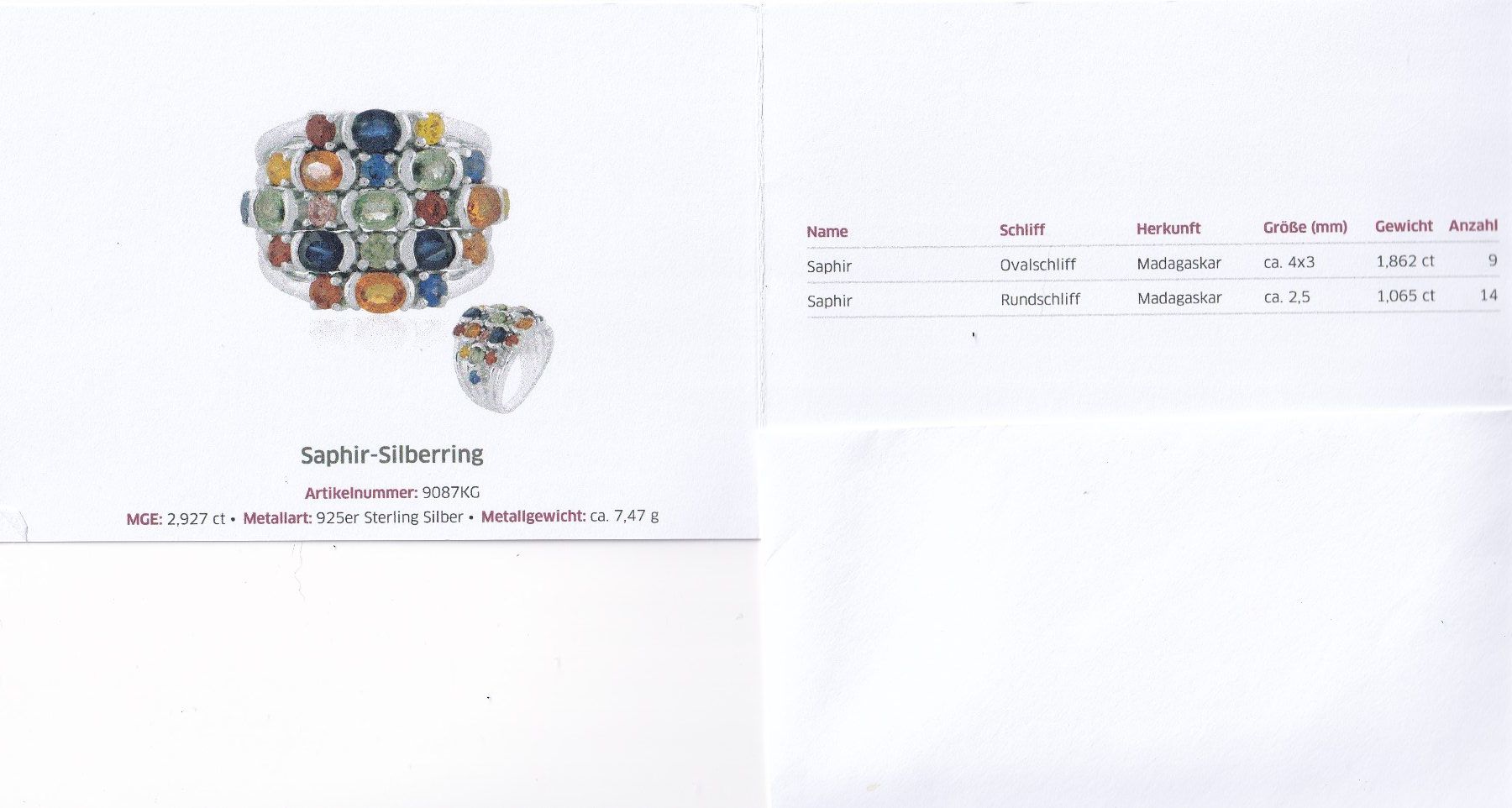 Anelli: Echtschmuck: Saphir-Silberring (53) – Nuovo (secondo la descrizione) da Zuchwil venduto da maumauchi 1