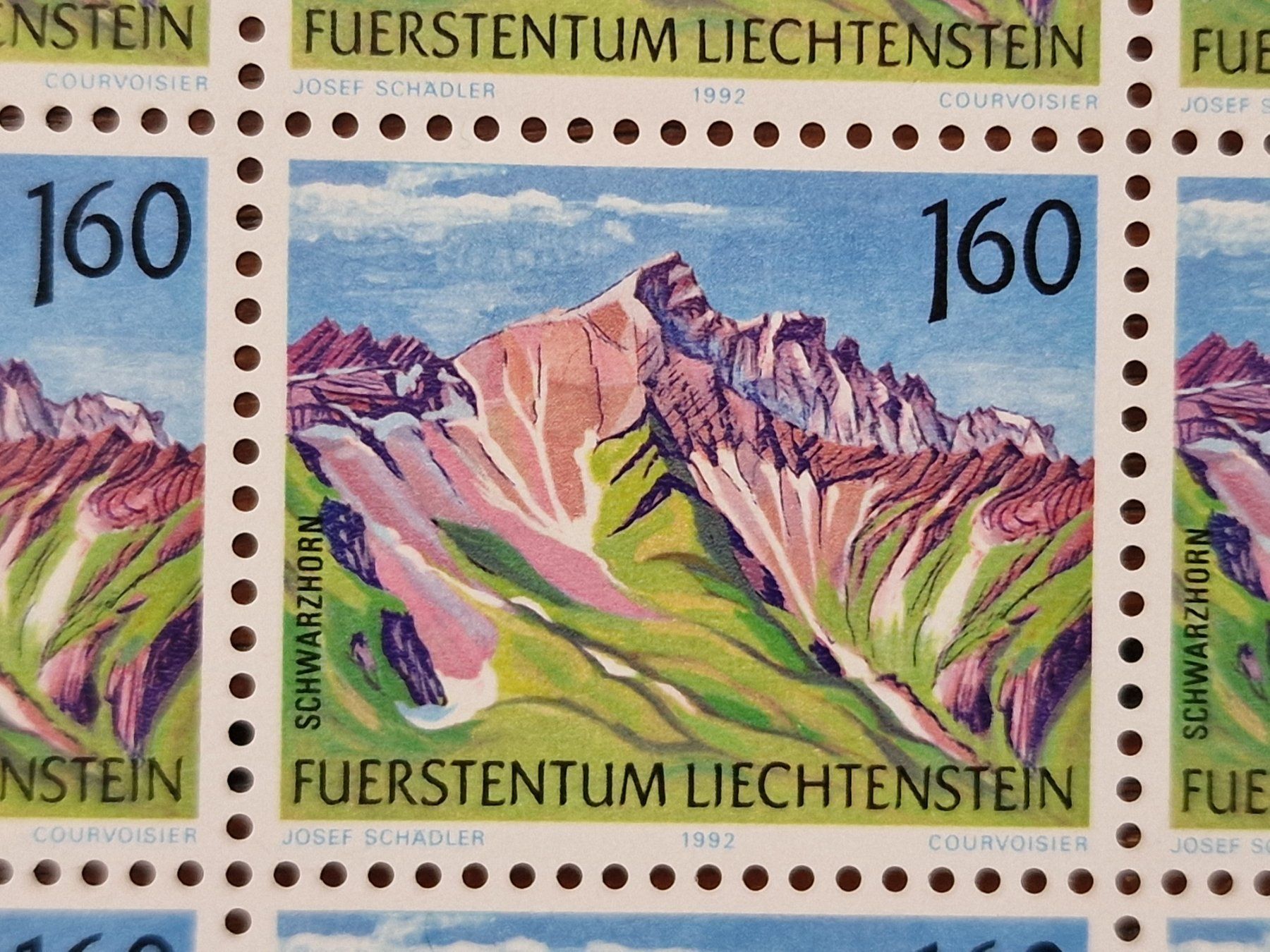 Tutti i francobolli: FL 1991 Mi.Nr. 1038 Bogen "Berge - V " postfrisch – Nuovo (secondo la descrizione) da Aesch LU venduto da briefmarken.uray 1