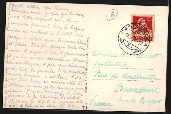 Cartes postales: AK Castagnola, Panorama mit Kirche, 1929 – D'occasion à Berlin par bartko-reher 1