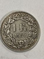 SVIZZERA 1 FR MONETA IN ARGENTO 1932 usata - circolata