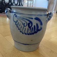 Vintage Salzfass Elsass Steinzeug 3¼ L blau grau