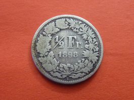 Silber 1/2 Fr.  1898  -  ungereinigt  -