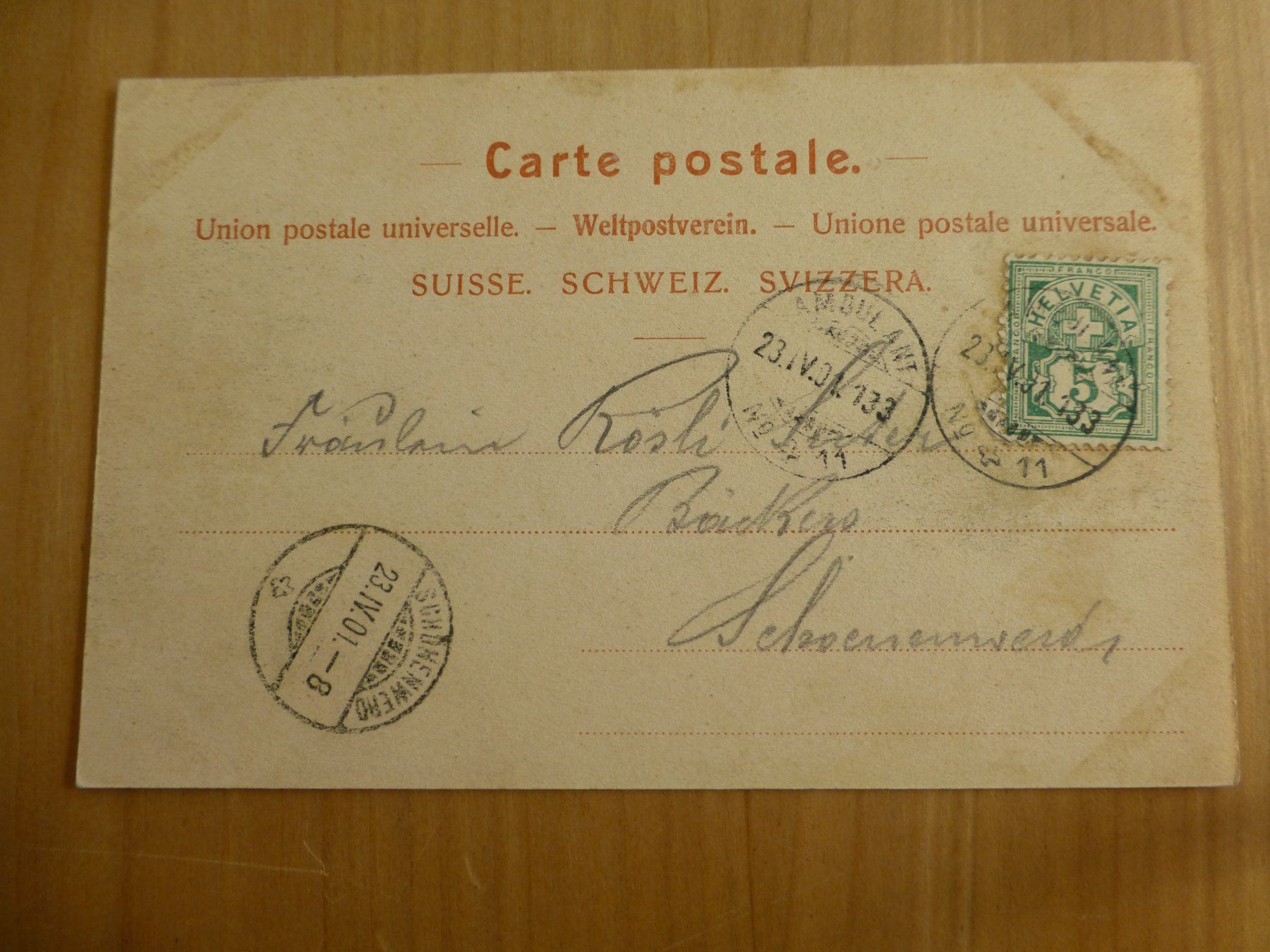 Cartoline postali: Solothurn, Ansichtskarte nach Schönenwerd 1901 – Usato da Bettlach venduto da 1saurer 1