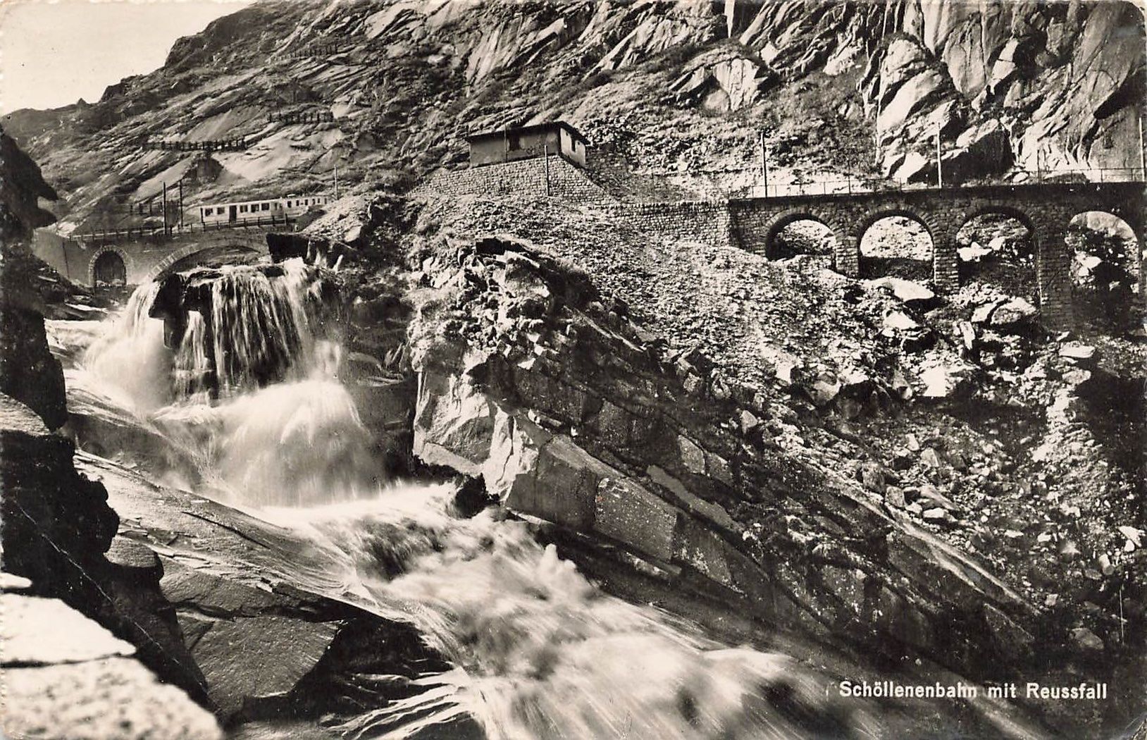 Cartoline postali: Göschenen UR Schöllenenbahn Reussfall Bahn – Usato da Biasca venduto da Blenio71