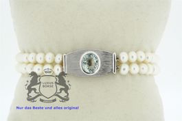 Perlen Armband 18K Weissgold mit einem Aquamarin *S1727