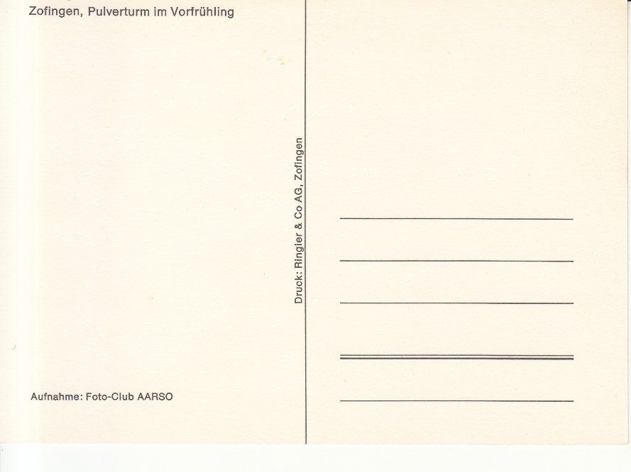 Ansichtskarten: Zofingen Pulverturm, ca. 1970 – Gebraucht aus Bürglen TG von StampGraf 1