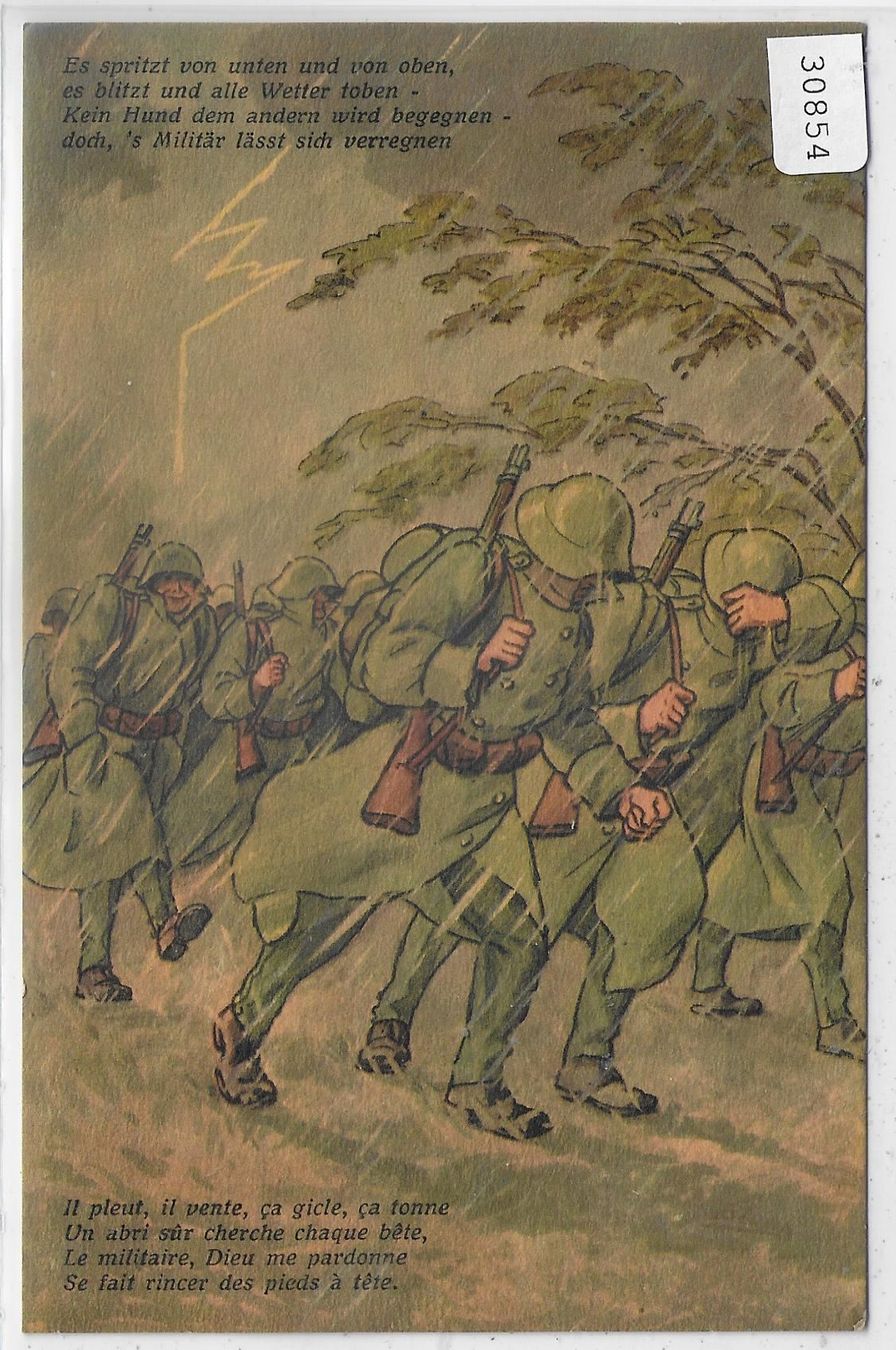 Cartoline postali: Armee Suisse - Humor - Gewitter – Usato da Ettingen venduto da Kartenplanet
