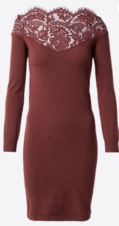 Elegantes Strickkleid mit Spitze NEU / 38