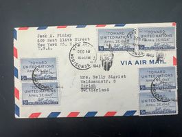 Flugbrief 1945 New York USA-Schweiz   (G930)