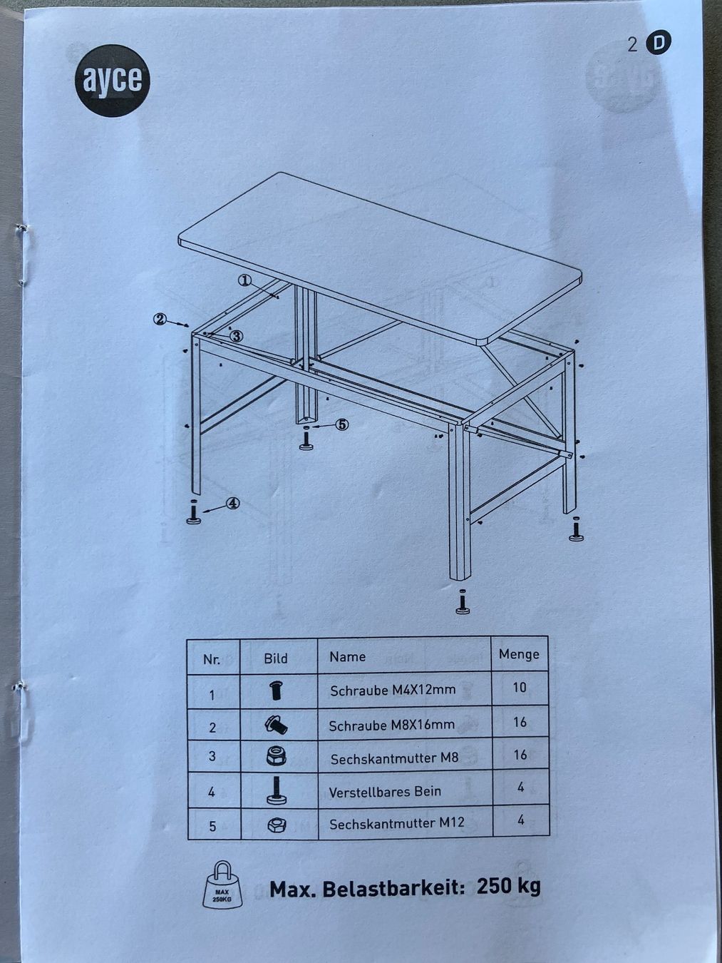 Tavoli: Arbeitstisch Holz-Metall – Nuovo e nell'imballaggio originale da Riedholz venduto da mastercom 6