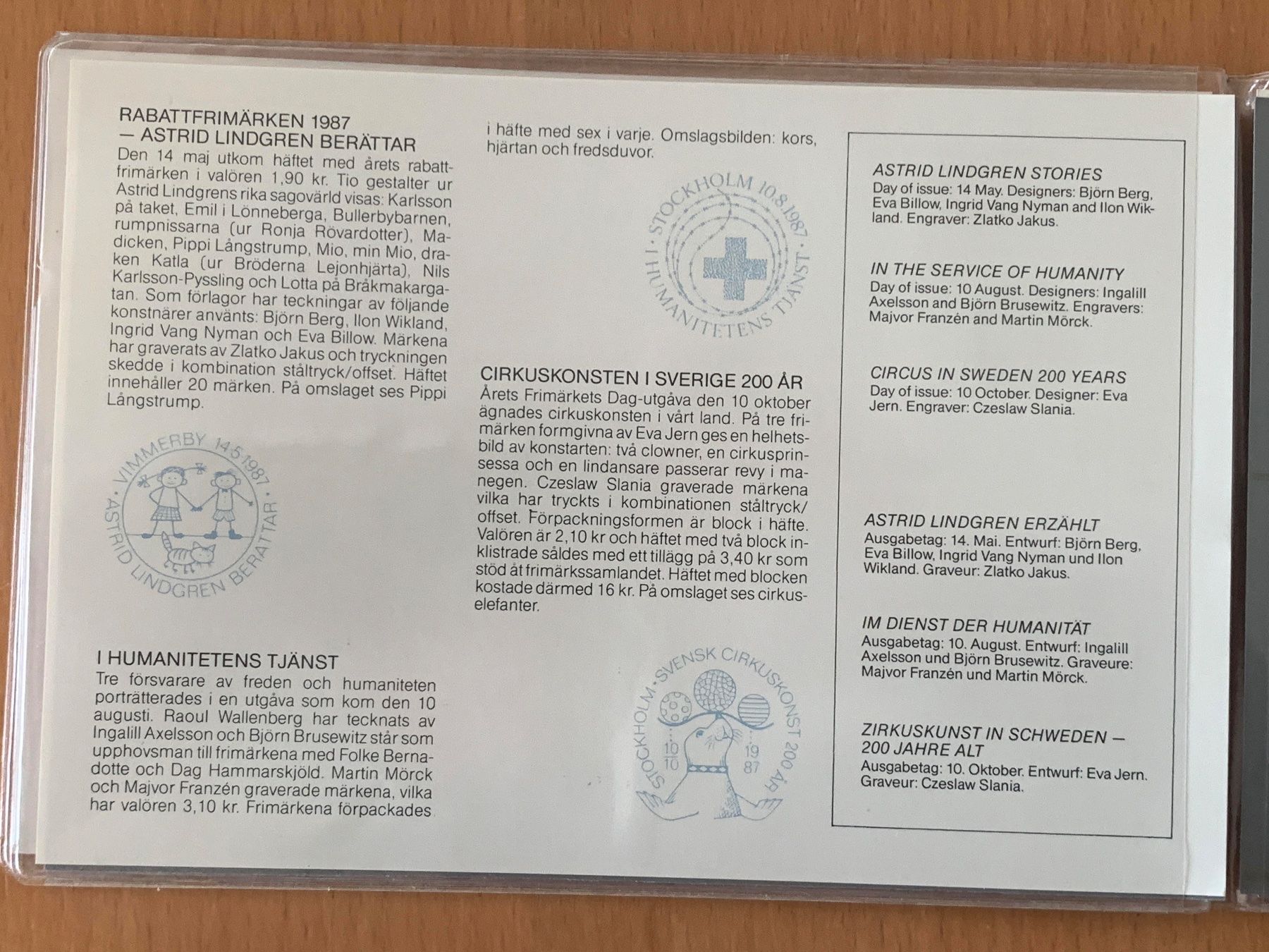 Tutti i francobolli: Schweden Suède 1987 - Swedish Stamp Booklets - Complete Set – Nuovo e nell'imballaggio originale da Chavornay venduto da 4dphila 3
