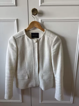 Massimo Dutti Blazer weiss Struktur Grösse 34 neu