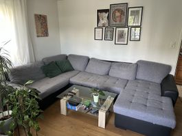 Ecksofa grau schwarz mit Schlaffunktion, Defekt vorhanden