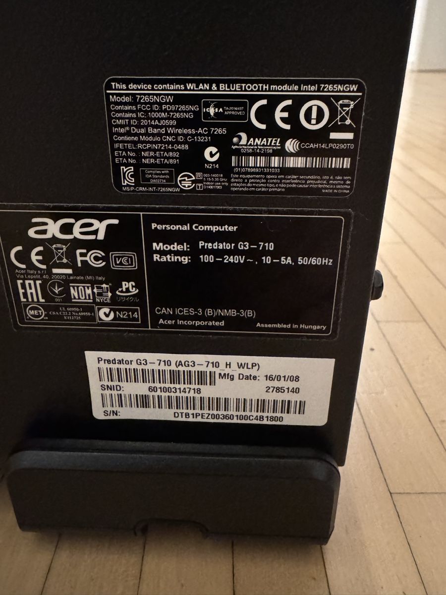 Acer PCs: Acer Predator G3-710  – Defekt aus Adliswil von Busys 4