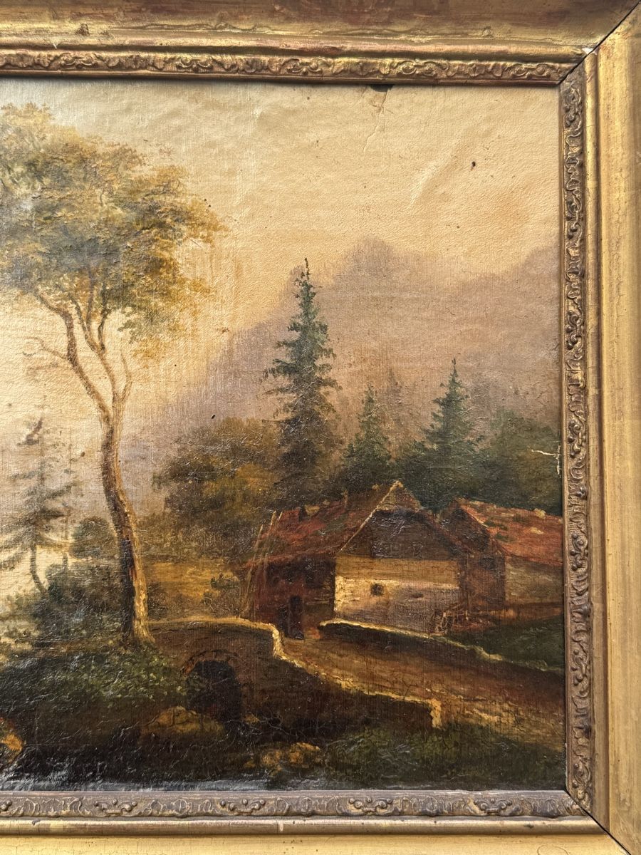 Dipinti: Antico dipinto paesaggio montano olio – Usato da Genève venduto da Atelier.Curio 5