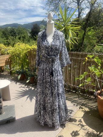 Samantha Sung Kleid, white/indigo, Gr 6, super Qualität!