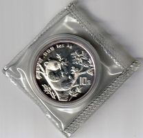 China 1995 1 oz Silber Panda BU - Large Twig, Large Date