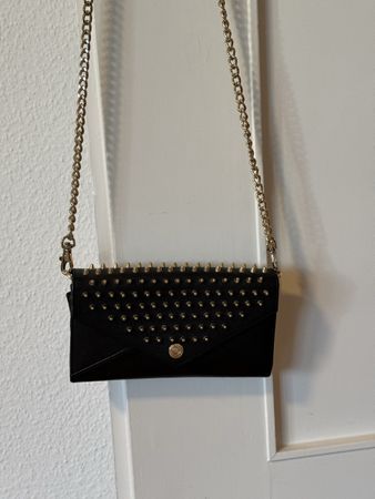 Rebecca Minkoff Leder Clutch / Umhängetasche Schwarz Gold