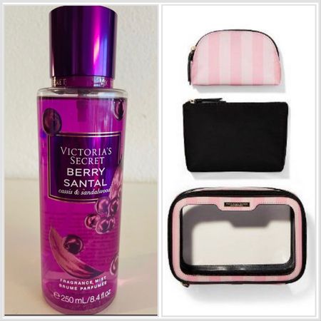 Set Victorias Secret 3-tlg Makeup-Tasche Stripe+Berry Sandal