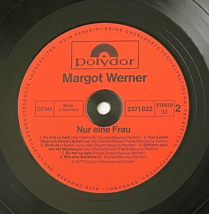 Dischi in vinile: Margot Werner, Nur eine Frau – Usato da Flums venduto da Empe1 3