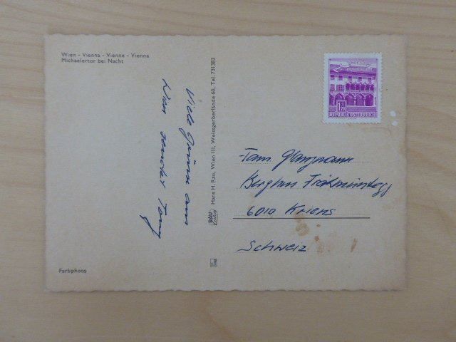 Cartoline postali: Karte Wien Michaelstor, H. Rau, antik – Usato da Turbenthal venduto da Panau 1