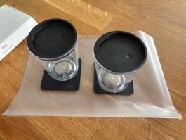 2 Silwy Gläser Camping  Kunsthof mit pads und Deckel