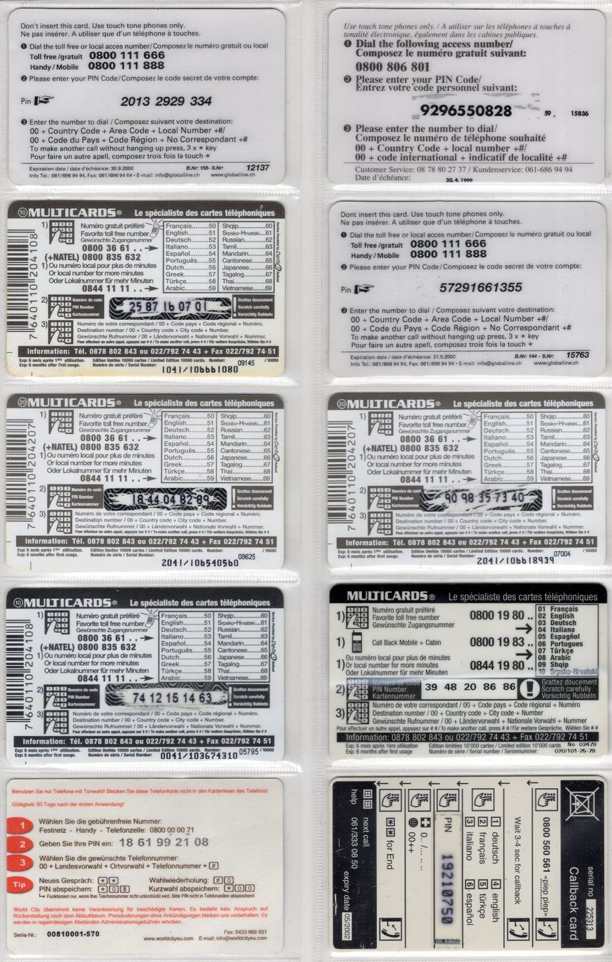 Cartes de téléphone: 10 diverse Schweizer Prepaid Telefonkarten – D'occasion à Eglisau par Chperfins 1