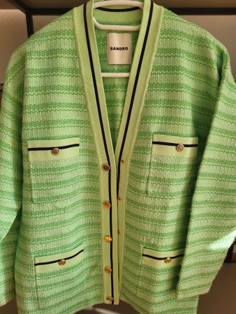 Cardigan Sandro vert anis - Taille 0 - Très bon état!