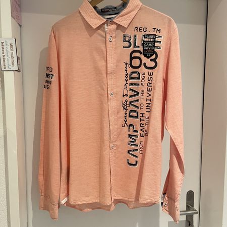 Camp David Herren-Hemd, Gr. M, Lachs/Koralle, NEU!