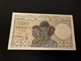100 Francs FRENCH WEST AFRICA 1941 selten