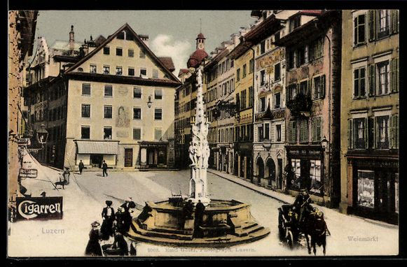 Cartoline postali: AK Luzern, Brunnen am Marktplatz – Usato da Berlin venduto da bartko-reher