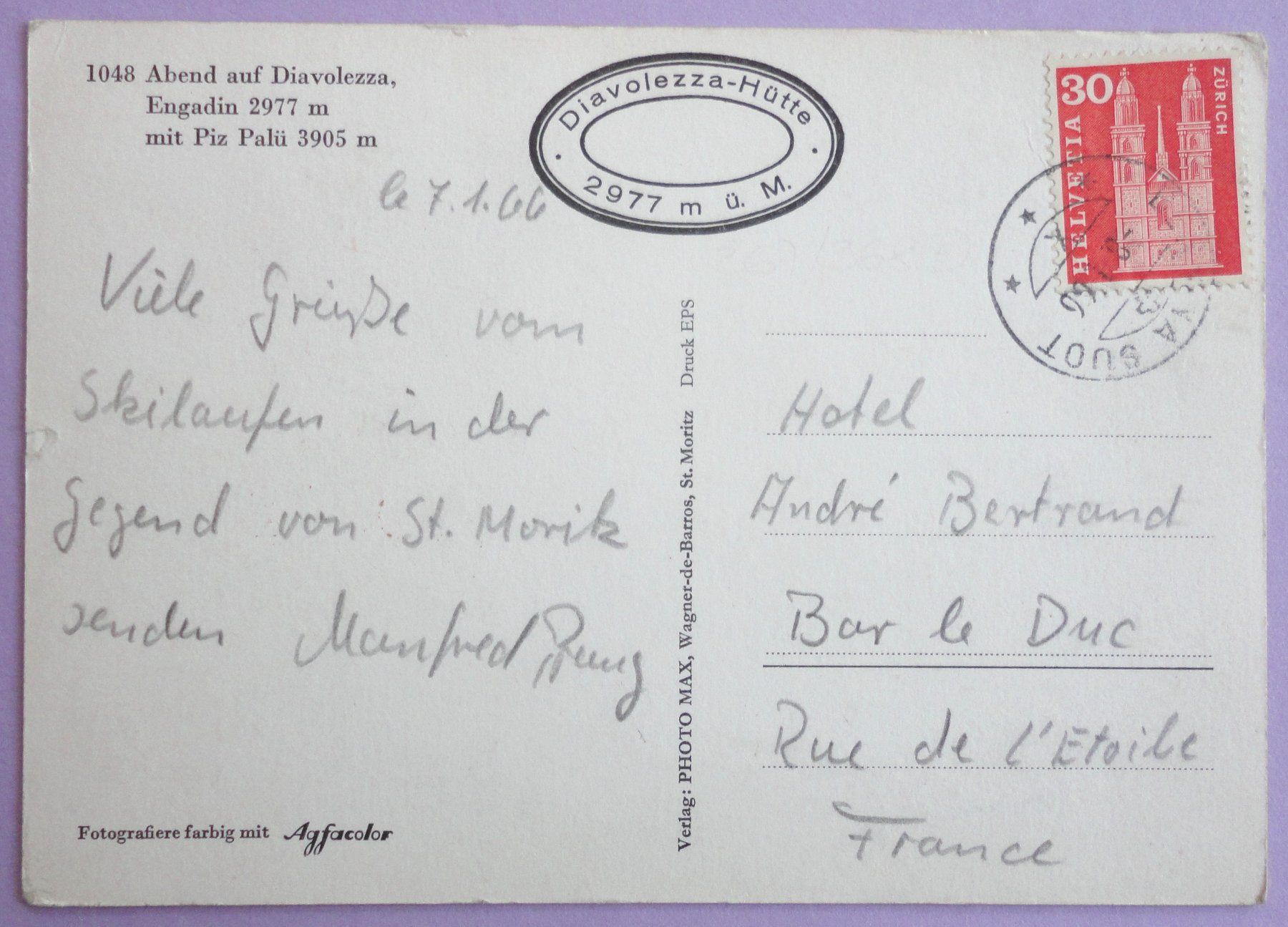 Cartoline postali: Abend auf Diavolezza, Engadin – Usato da Fétigny venduto da Billy2miny 1