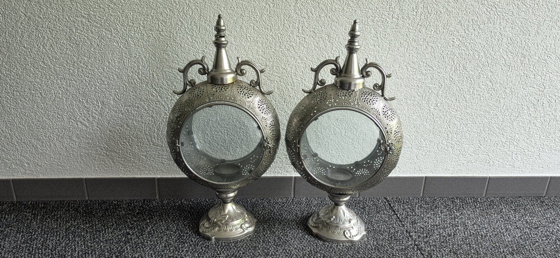 Globus Laternen: 3x Lanternes décoratives metal argent stile maroc – Gebraucht aus La Neuveville von Clb29 4