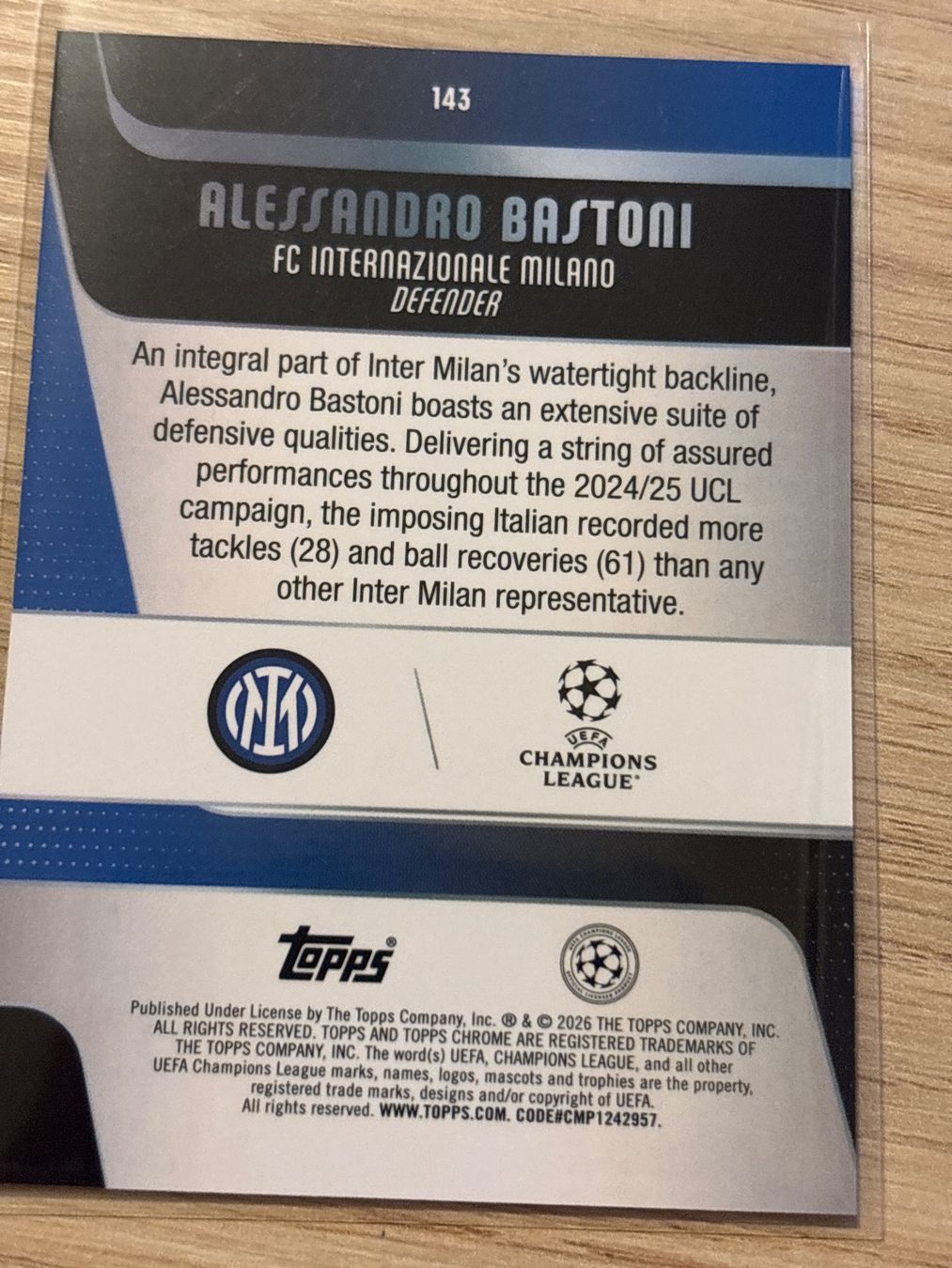 Topps Carte collezionabili: Topps Chrome UCC 25/26 Alessandro Bastoni Prism Refractor – Nuovo (secondo la descrizione) da Zürich venduto da BVBWINNER 1