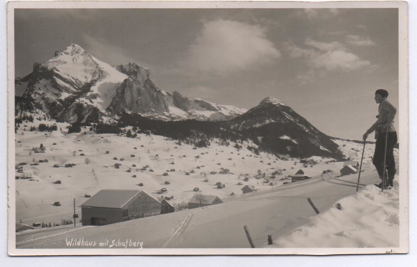 Ansichtskarten: WILDHAUS mit Schafberg - Ski-Läufer – Neu (gemäss Beschreibung) aus Jona von philajona