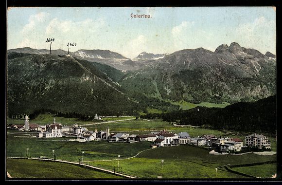 Ansichtskarten: AK Celerina, Blick zum Ort, 1908 – Gebraucht aus Berlin von bartko-reher