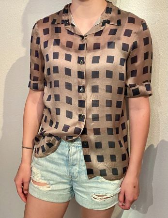 Dries Van Noten Seidenbluse kariert Grösse 40 neuwertig